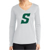 Thumbnail image for  Womens White Performance Long Sleeve V Neck Shirt