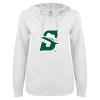 Thumbnail image for  ENZA Womens White V Notch Raw Edge Fleece Hoodie