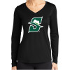 Thumbnail image for  Womens Black Performance Long Sleeve V Neck Shirt