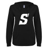 Thumbnail image for  ENZA Womens Black V Notch Raw Edge Fleece Hoodie