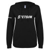 Thumbnail image for  ENZA Womens Black V Notch Raw Edge Fleece Hoodie