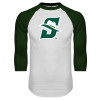 Thumbnail image for  White/Dark Green Raglan Baseball T Shirt