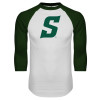Thumbnail image for  White/Dark Green Raglan Baseball T Shirt