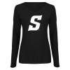 Thumbnail image for  Womens Black Long Sleeve V Neck Tee 