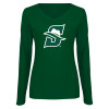 Thumbnail image for  Womens Dark Green Long Sleeve V Neck Tee 