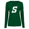Thumbnail image for  Womens Dark Green Long Sleeve V Neck Tee 