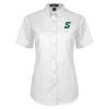 Thumbnail image for  Womens White Twill Button Up Short Sleeve