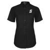 Thumbnail image for  Womens Black Twill Button Up Short Sleeve
