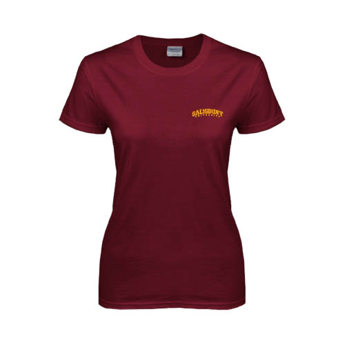  Womens Maroon Short Sleeve Tee - Arched Salisbury University