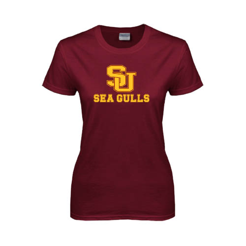  Womens Maroon Short Sleeve Tee - SU Sea Gulls