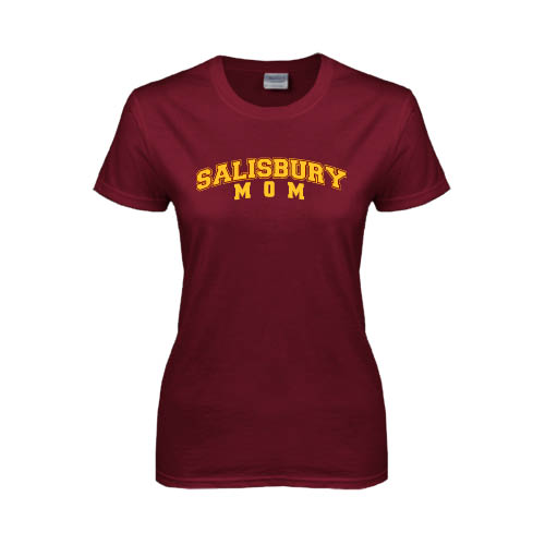 Womens Maroon Short Sleeve Tee - Mom