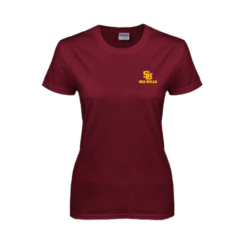  Womens Maroon Short Sleeve Tee - SU Sea Gulls