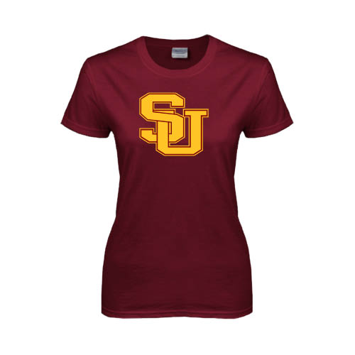  Womens Maroon Short Sleeve Tee - SU