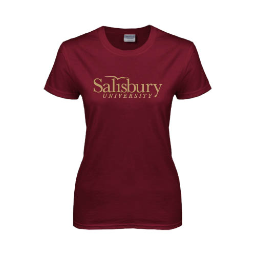  Womens Maroon Short Sleeve Tee - Salisbury University
