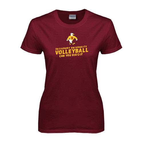  Womens Maroon Short Sleeve Tee - Can You Dig It