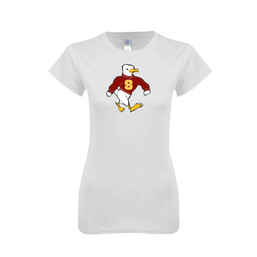  Next Level Womens White Boyfriend Tee - Sammy the Sea Gull