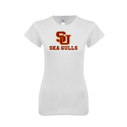  Next Level Womens White Boyfriend Tee - SU Sea Gulls