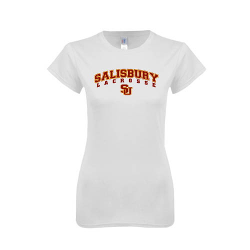  Next Level Womens White Boyfriend Tee - Lacrosse