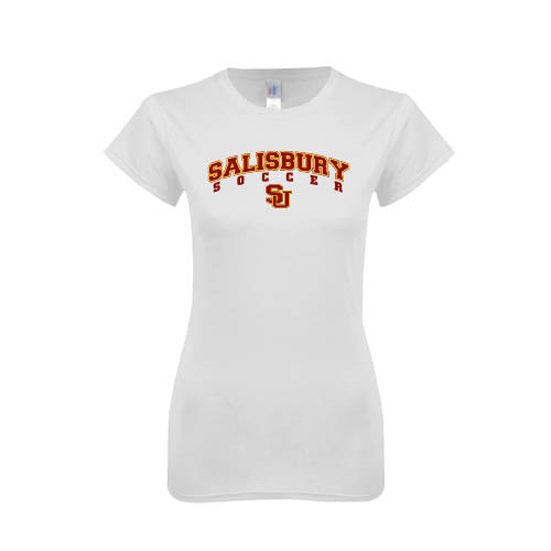  Next Level Womens White Boyfriend Tee - Soccer