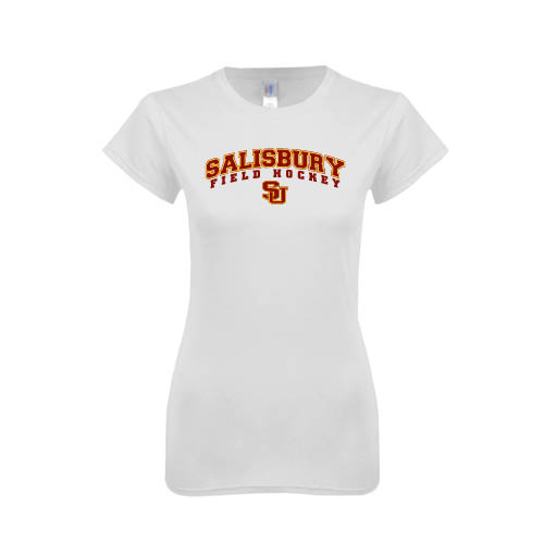  Next Level Womens White Boyfriend Tee - Field Hockey