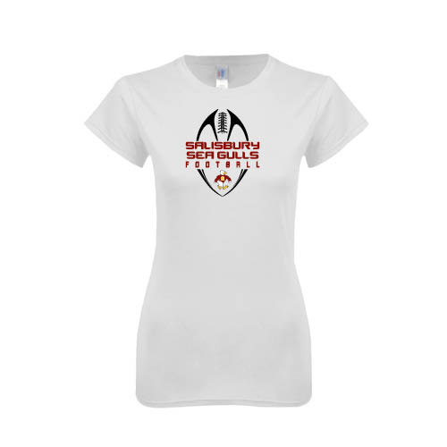  Next Level Womens White Boyfriend Tee - Tall Football Design