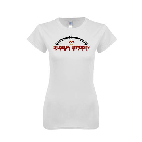  Next Level Womens White Boyfriend Tee - Flat Football Design