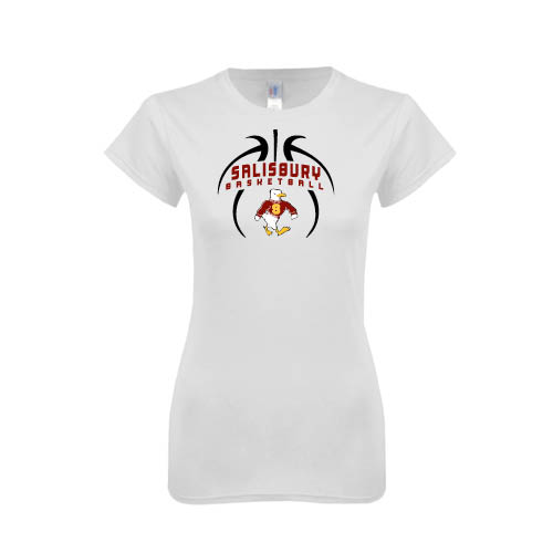  Next Level Womens White Boyfriend Tee - Graphics in Basketball