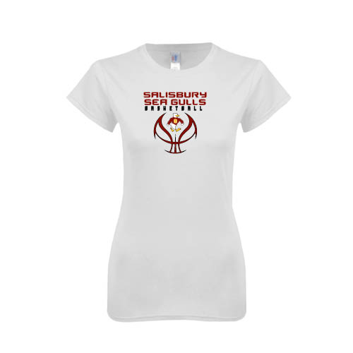  Next Level Womens White Boyfriend Tee - Graphics on Basketball