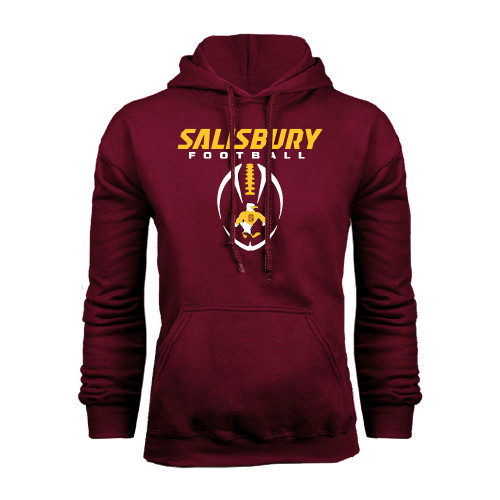  Maroon Fleece Hoodie - Salisbury Football Stacked w/ Ball