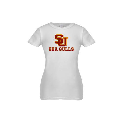  Next Level Girls White Fashion Fit T Shirt - SU Sea Gulls