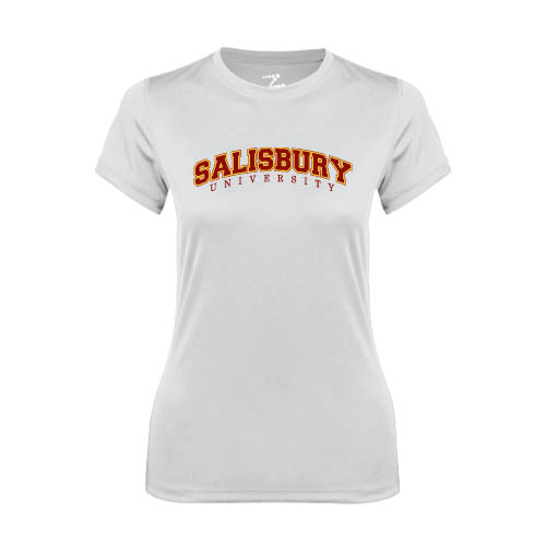  Womens White Performance Tee - Arched Salisbury University
