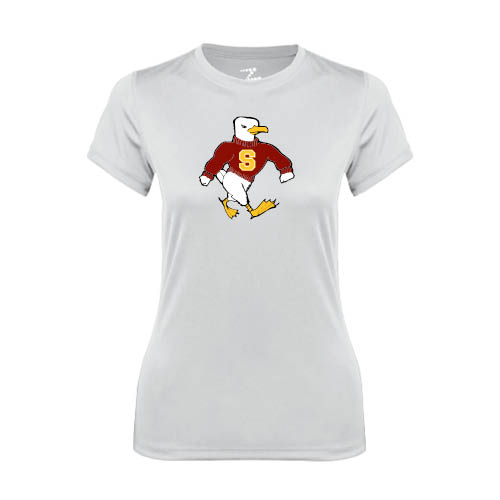  Womens White Performance Tee - Sammy the Sea Gull