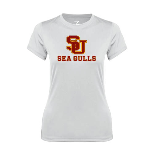  Womens White Performance Tee - SU Sea Gulls