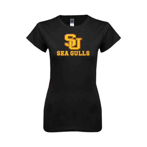  Next Level Womens Black Boyfriend Tee - SU Sea Gulls