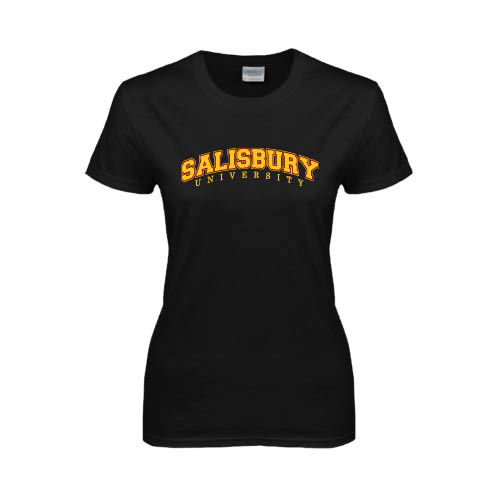  Womens Black Short Sleeve Tee - Arched Salisbury University