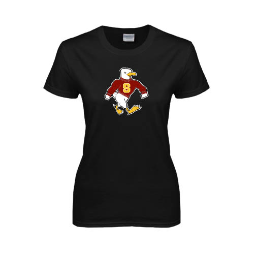  Womens Black Short Sleeve Tee - Sammy the Sea Gull