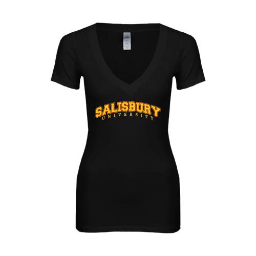  Next Level Womens Black Ideal V Tee - Arched Salisbury University