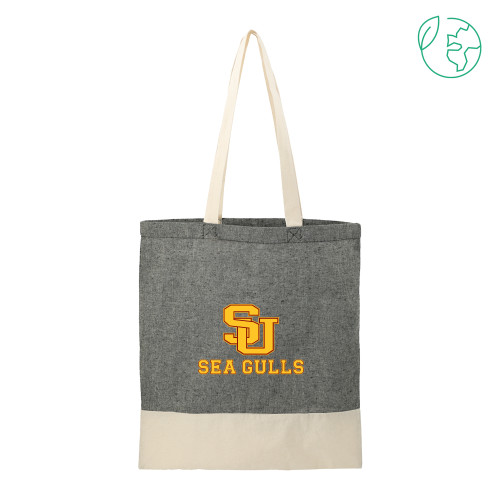  Split Recycled Black Cotton Twill Convention Tote - SU Sea Gulls