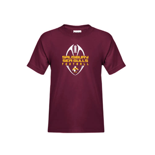  Youth Maroon T Shirt - Tall Football Design