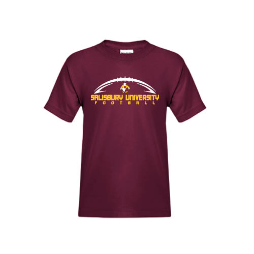  Youth Maroon T Shirt - Flat Football Design