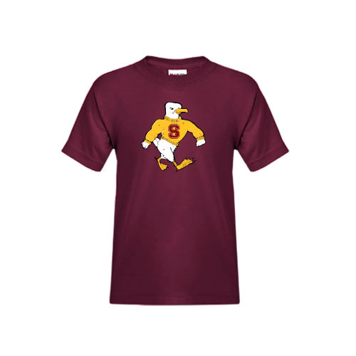  Youth Maroon T Shirt - Sammy the Sea Gull Distressed