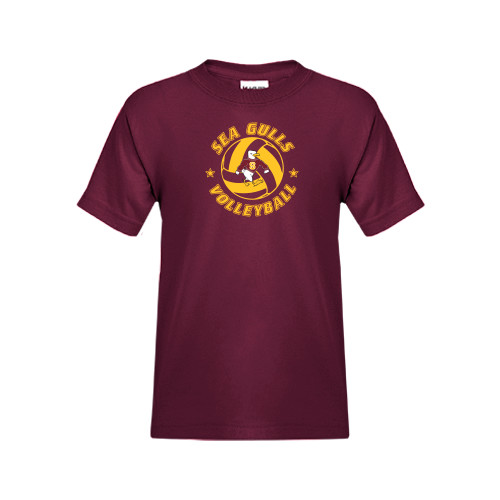  Youth Maroon T Shirt - Volleyball Design