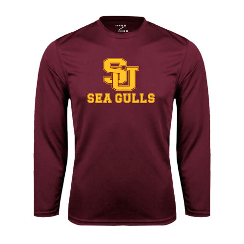  Maroon Performance Long Sleeve Shirt - SU Sea Gulls