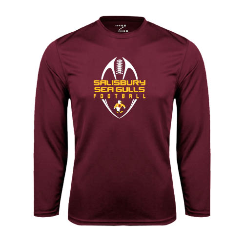  Maroon Performance Long Sleeve Shirt - Tall Football Design