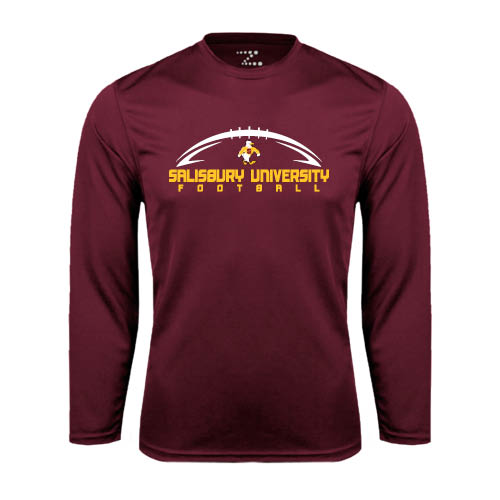  Maroon Performance Long Sleeve Shirt - Flat Football Design
