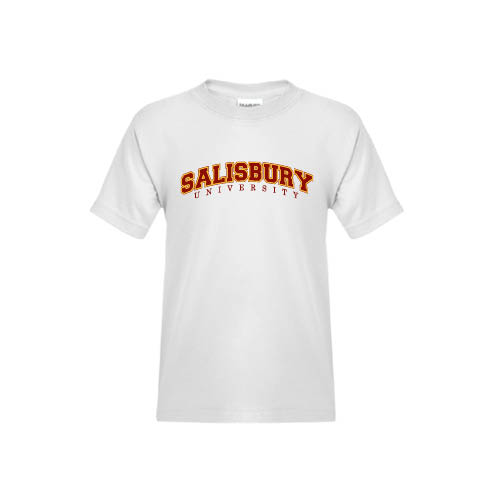  Youth White T Shirt - Arched Salisbury University