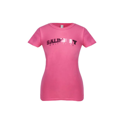  Next Level Girls Fuchsia Fashion Fit T Shirt - Arched Salisbury University Foil