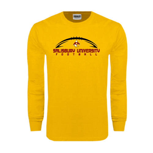  Gold Long Sleeve T Shirt - Flat Football Design