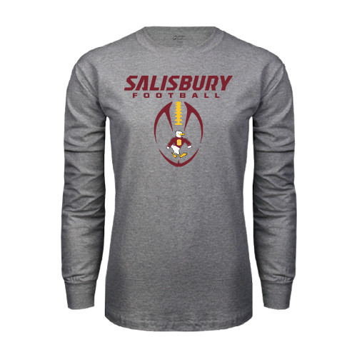  Grey Long Sleeve T Shirt - Salisbury Football Stacked w/ Ball