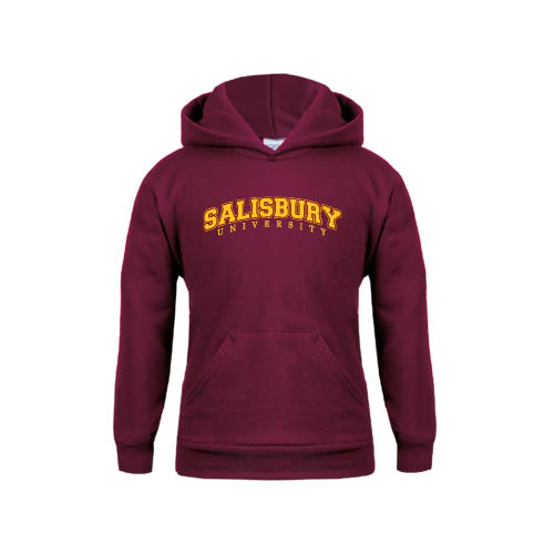  Youth Maroon Fleece Hoodie - Arched Salisbury University